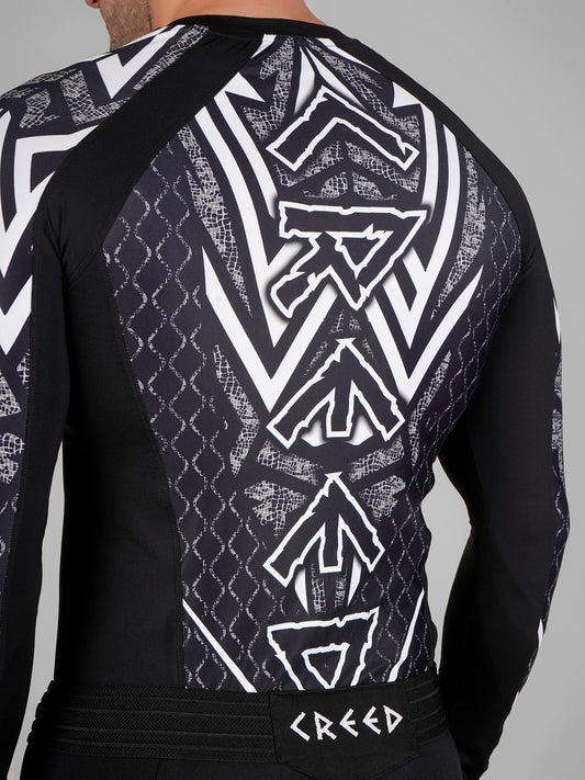 Creed Men's Full Sleeve Compression Top - Tribal Warrior Design (Rash Guard)