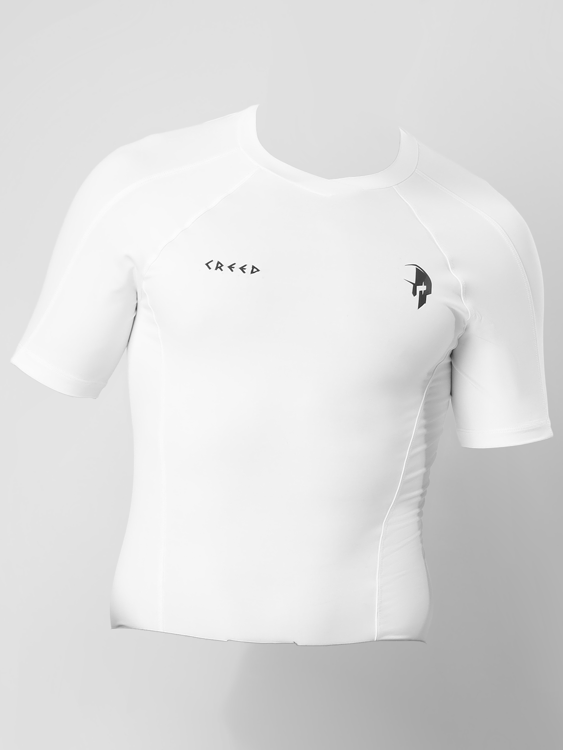 Creed Men's Short Sleeve Compression Top - Basic Solid White (Rash Guard)