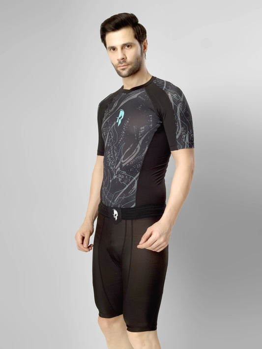 Creed Men's Short Sleeve Compression Top - Leviathan Design (Rash Guard)