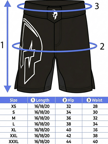 Creed Spartan Fight Shorts - Leviathan Design ( MMA, MUAY THAI, KICK BOXING, BOXING, BJJ )