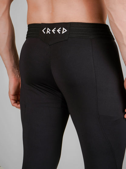 Creed Men's Compression Pants - Basic Solid Black (Rash Guard)