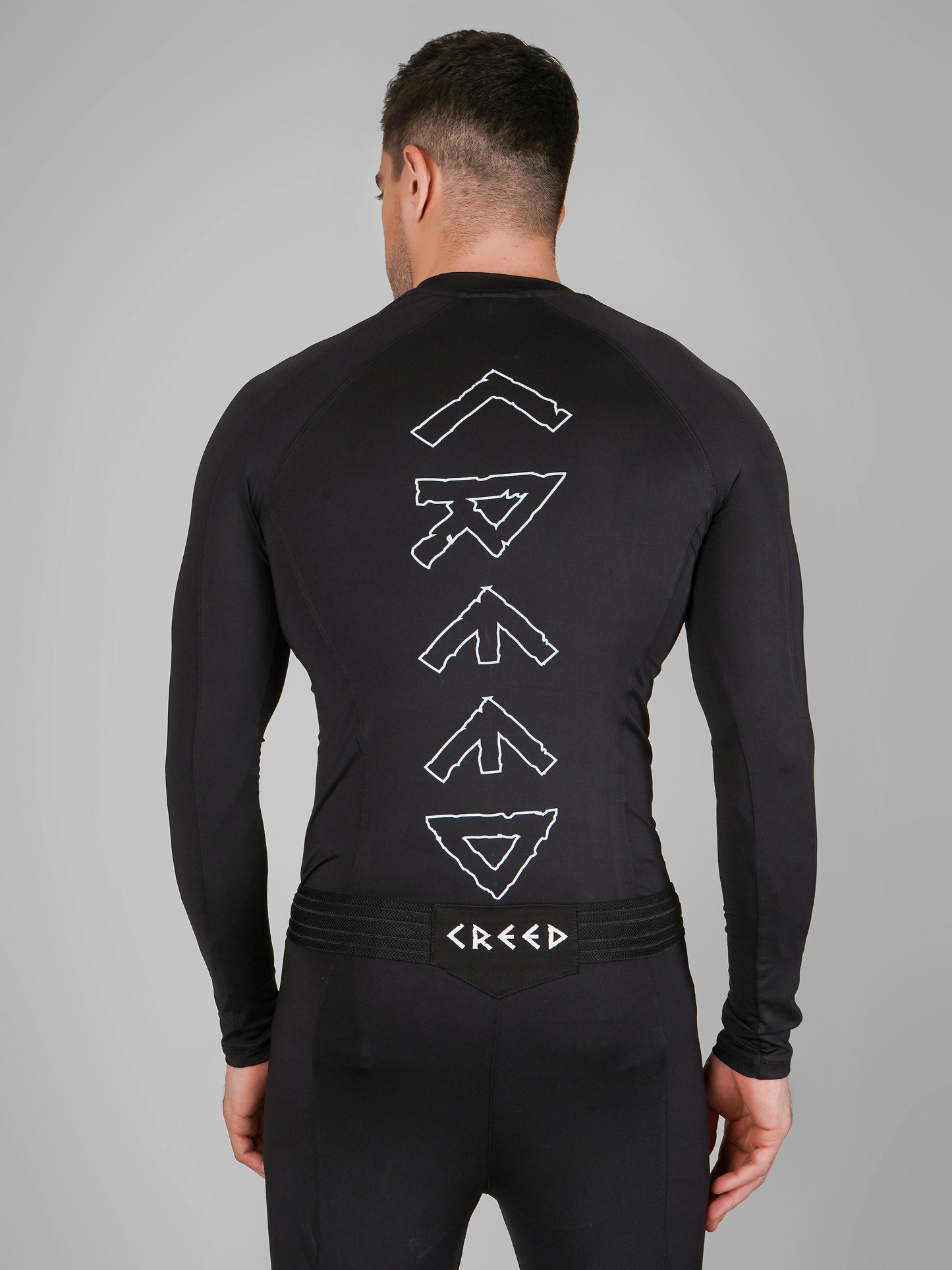 Creed Men's Full Sleeve Compression Top - Basic Solid Black (Rash Guard)