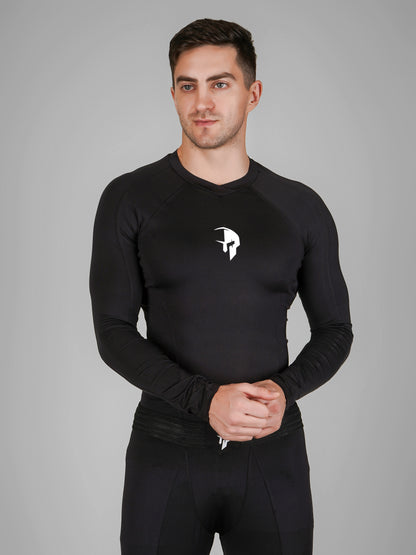 Creed Men's Full Sleeve Compression Top - Basic Solid Black (Rash Guard)
