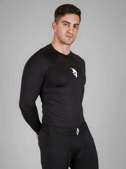 Creed Men's Full Sleeve Compression Top - Basic Solid Black (Rash Guard)
