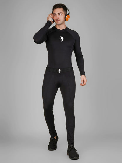 Creed Men's Full Sleeve Compression Top - Basic Solid Black (Rash Guard)