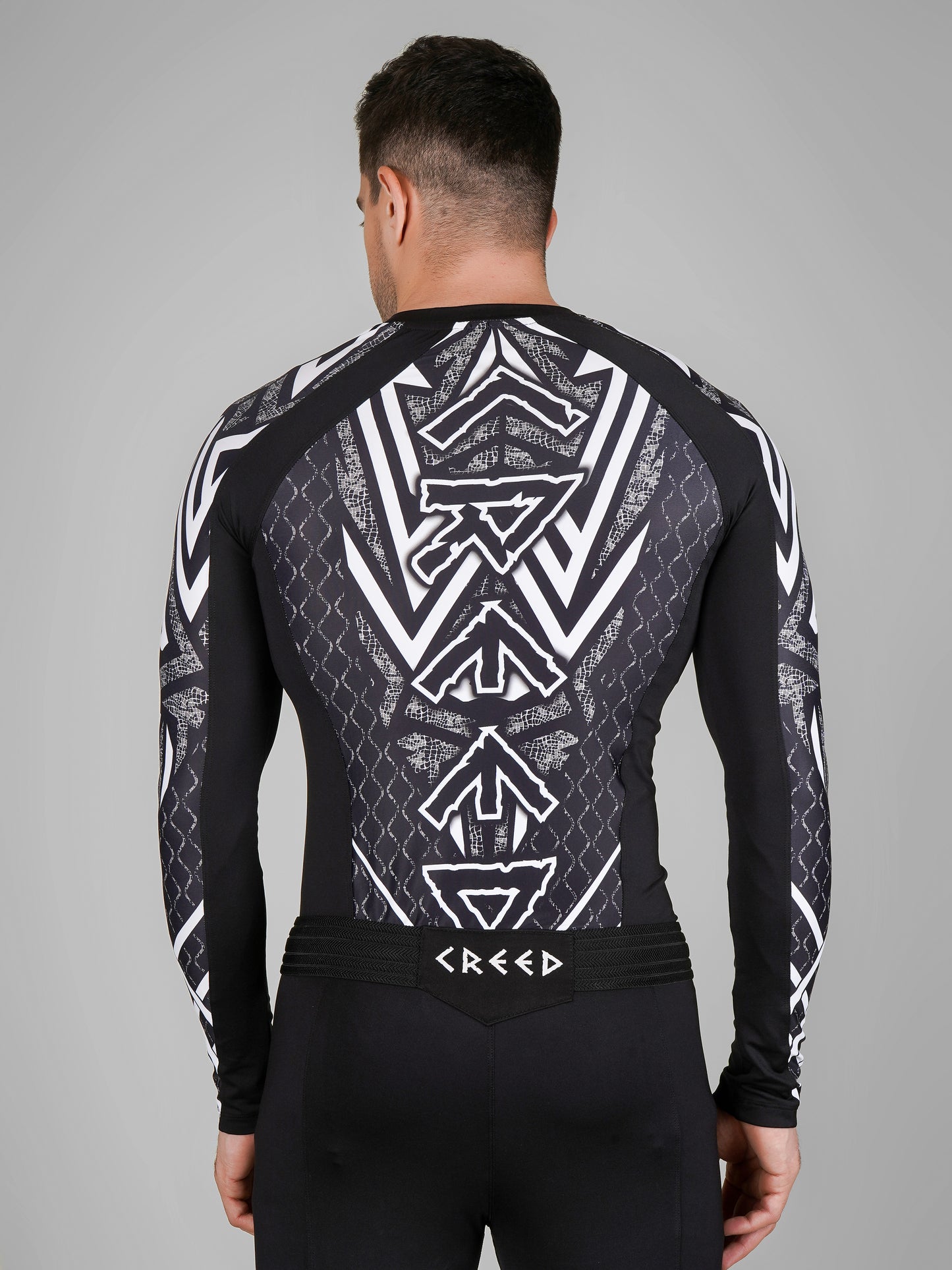 Creed Men's Full Sleeve Compression Top - Tribal Warrior Design (Rash Guard)