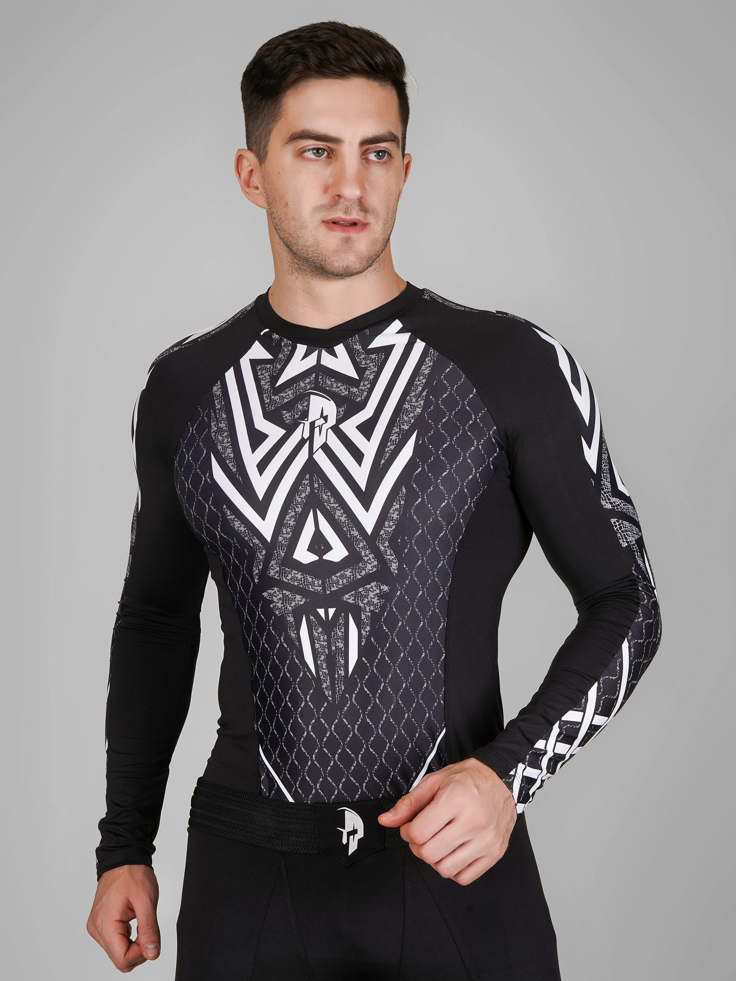 Creed Men's Full Sleeve Compression Top - Tribal Warrior Design (Rash Guard)