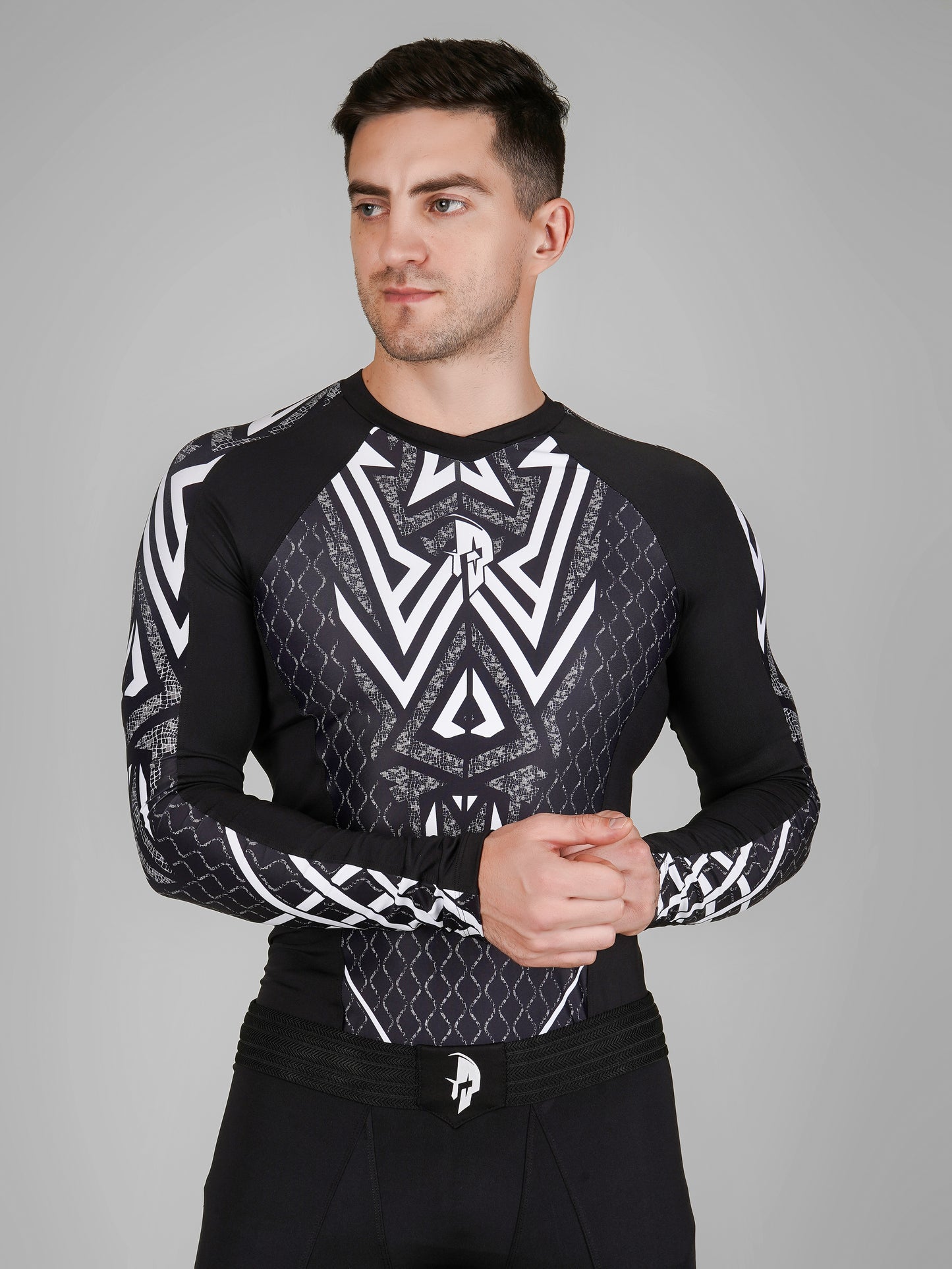 Creed Men's Full Sleeve Compression Top - Tribal Warrior Design (Rash Guard)