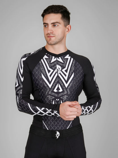 Creed Men's Full Sleeve Compression Top - Tribal Warrior Design (Rash Guard)