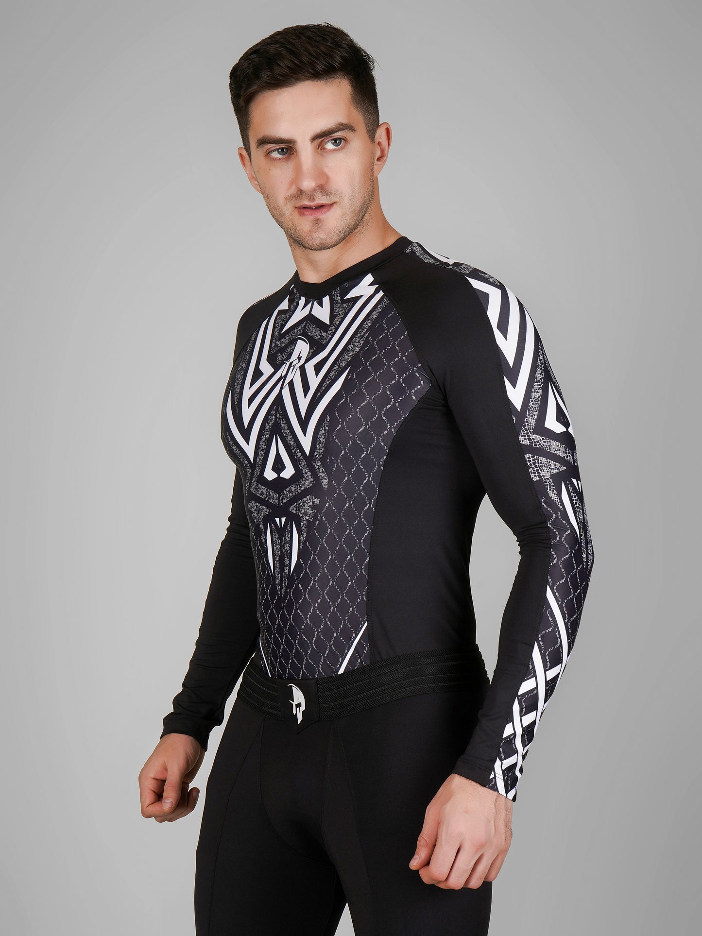 Creed Men's Full Sleeve Compression Top - Tribal Warrior Design (Rash Guard)