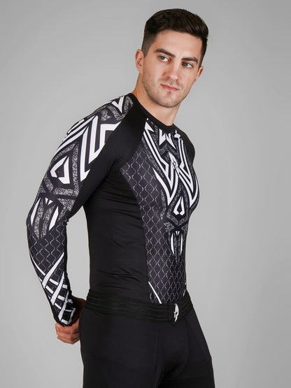 Creed Men's Full Sleeve Compression Top - Tribal Warrior Design (Rash Guard)