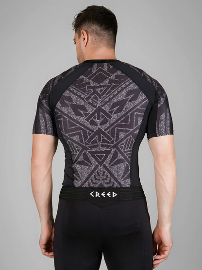 Creed Men's Short Sleeve Compression Top - TĀ MOKO Design (Rash Guard)