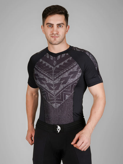 Creed Men's Short Sleeve Compression Top - TĀ MOKO Design (Rash Guard)