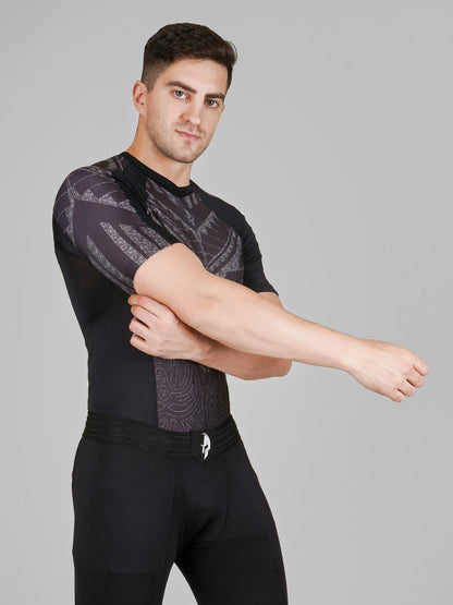 Creed Men's Short Sleeve Compression Top - TĀ MOKO Design (Rash Guard)