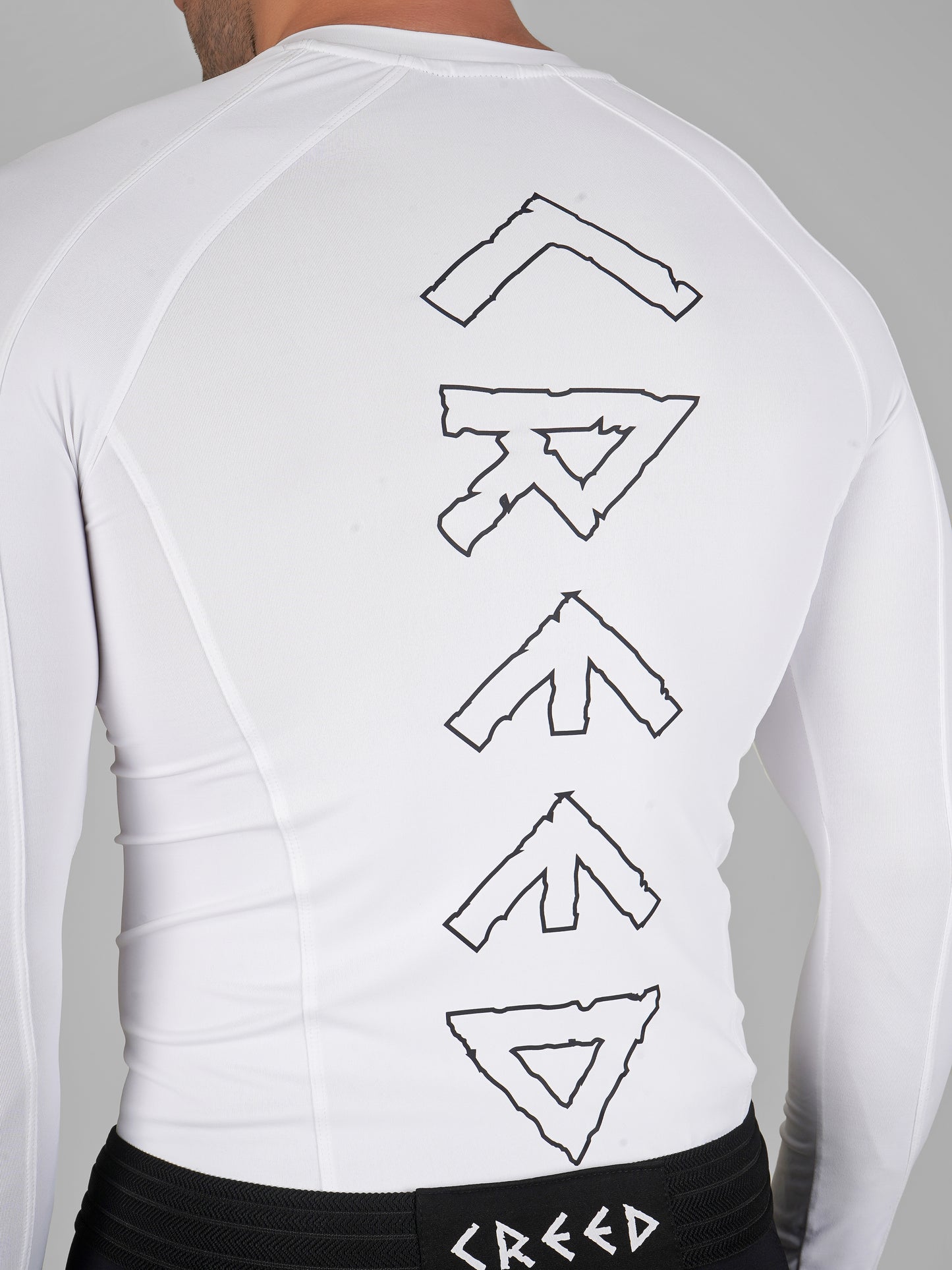 Creed Men's Full Sleeve Compression Top - Basic Solid White (Rash Guard)