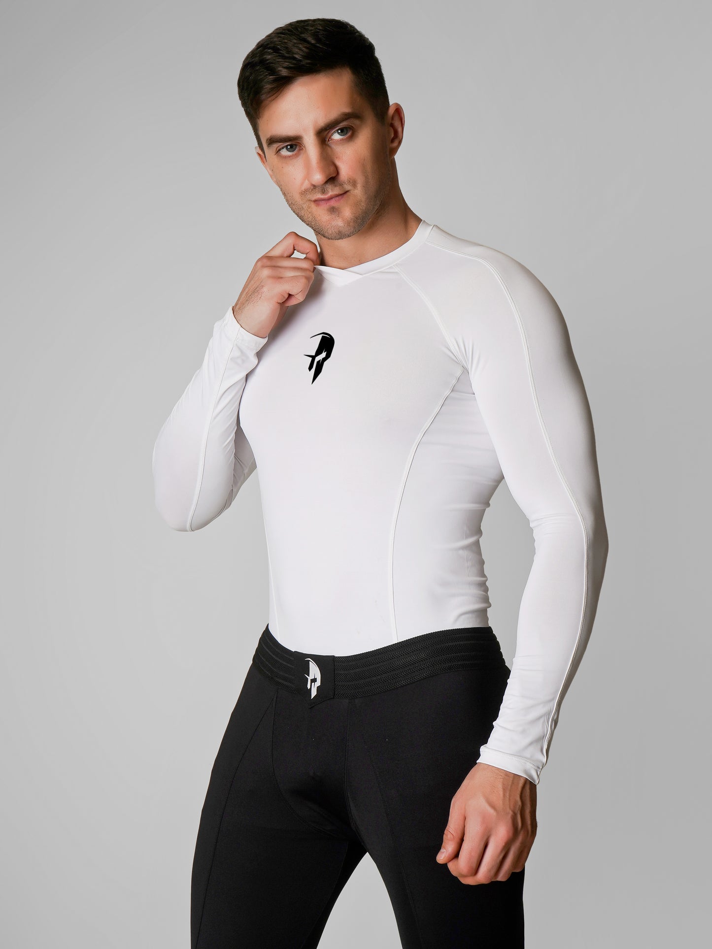 Creed Men's Full Sleeve Compression Top - Basic Solid White (Rash Guard)