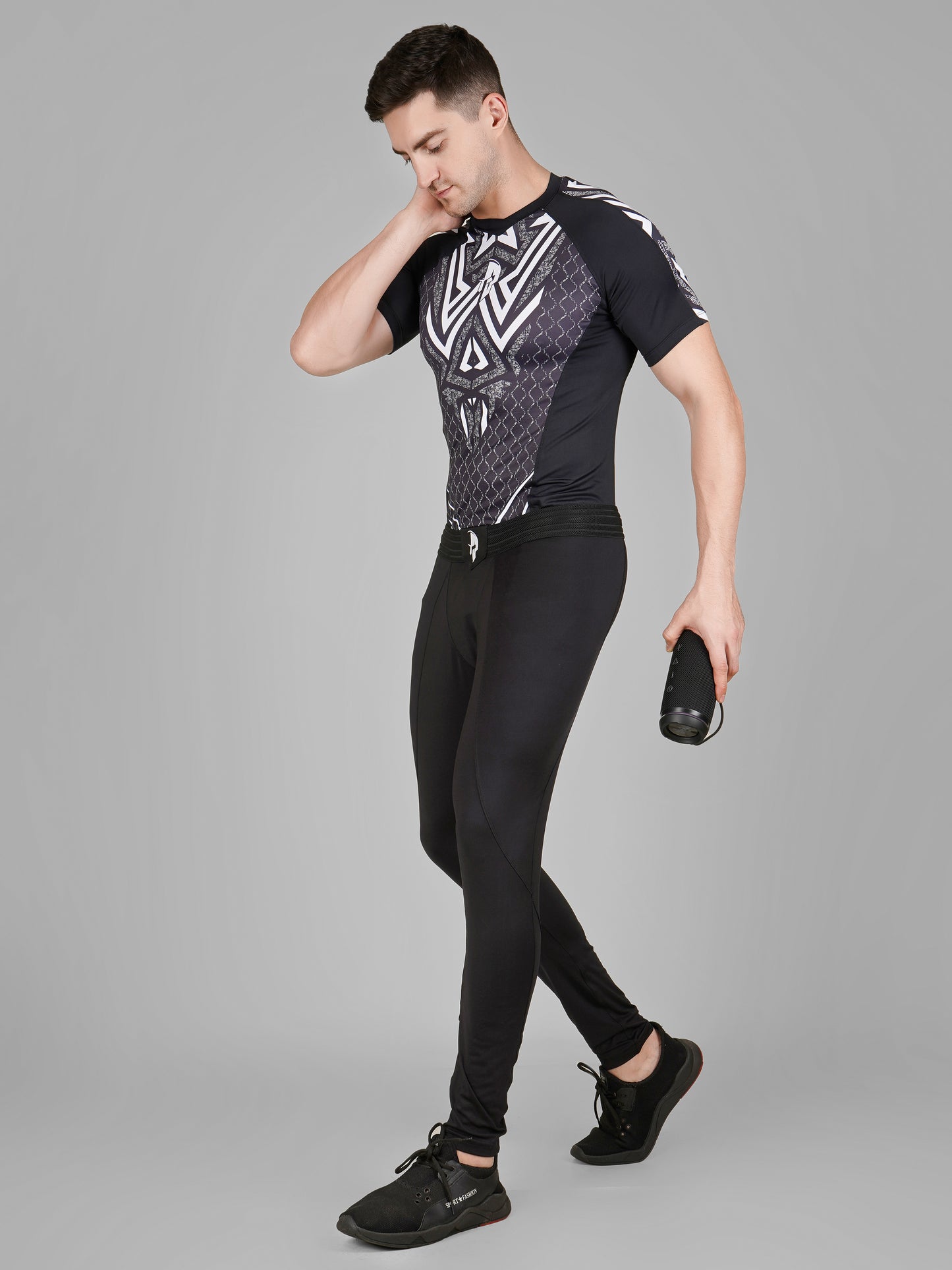 Creed Men's Short Sleeve Compression Top - Tribal Warrior Design (Rash Guard)