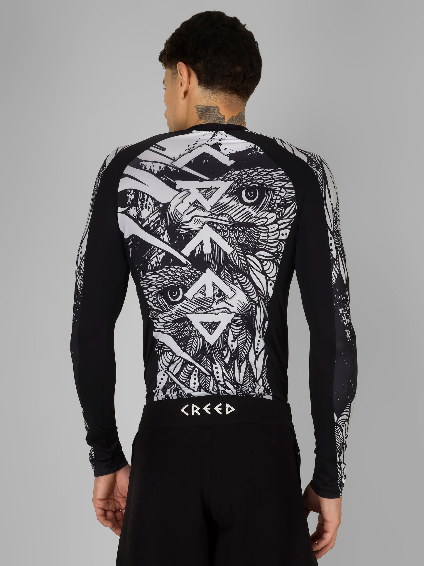 Creed Men's Full Sleeve Compression Top -Twin Eagle Design (Rash Guard)