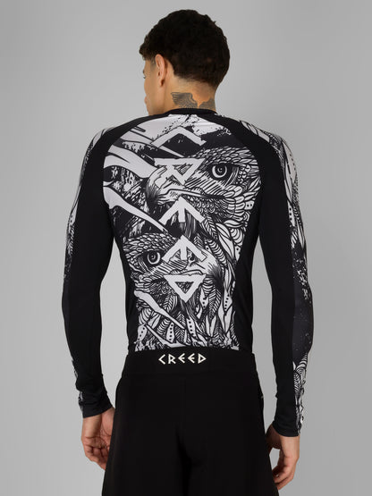 Creed Men's Full Sleeve Compression Top -Twin Eagle Design (Rash Guard)
