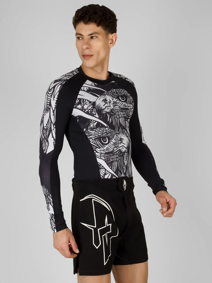 Creed Men's Full Sleeve Compression Top -Twin Eagle Design (Rash Guard)