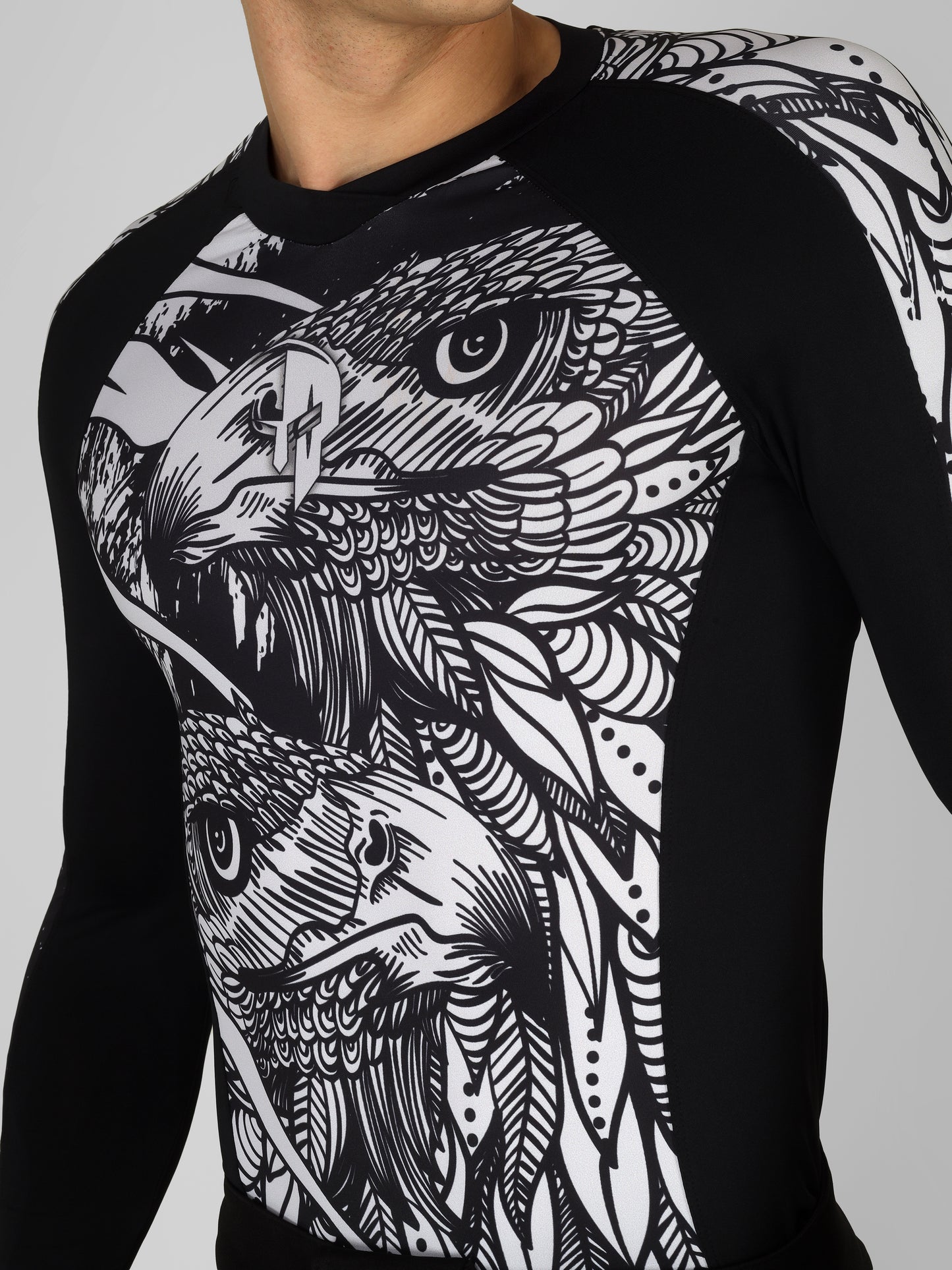 Creed Men's Full Sleeve Compression Top -Twin Eagle Design (Rash Guard)