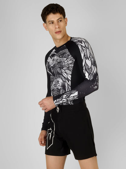 Creed Men's Full Sleeve Compression Top -Twin Eagle Design (Rash Guard)