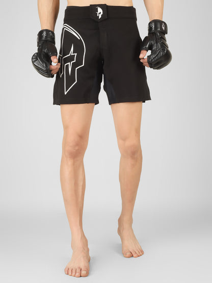 Creed Spartan Fight Shorts - Solid Black ( MMA, MUAY THAI, KICK BOXING, BOXING, BJJ )