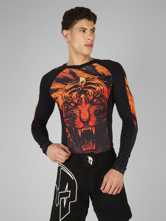Creed Men's Full Sleeve Compression Top -Sher khan Design (Rash Guard)