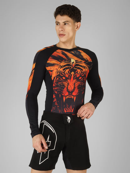 Creed Men's Full Sleeve Compression Top -Sher khan Design (Rash Guard)