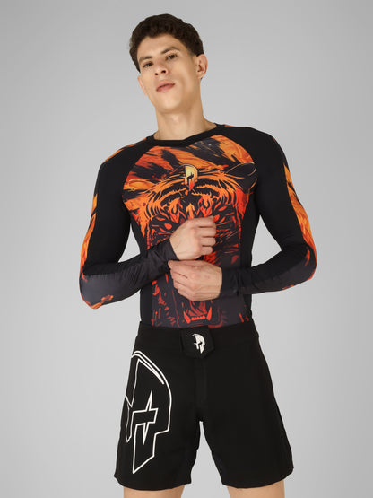 Creed Men's Full Sleeve Compression Top -Sher khan Design (Rash Guard)