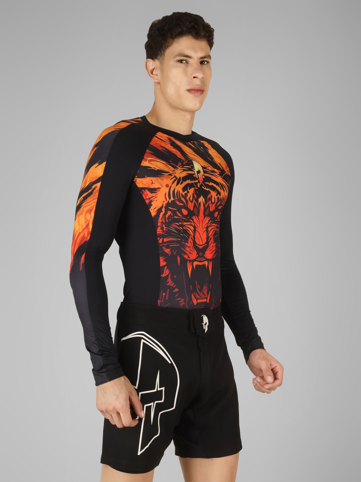 Creed Men's Full Sleeve Compression Top -Sher khan Design (Rash Guard)