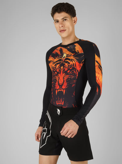 Creed Men's Full Sleeve Compression Top -Sher khan Design (Rash Guard)
