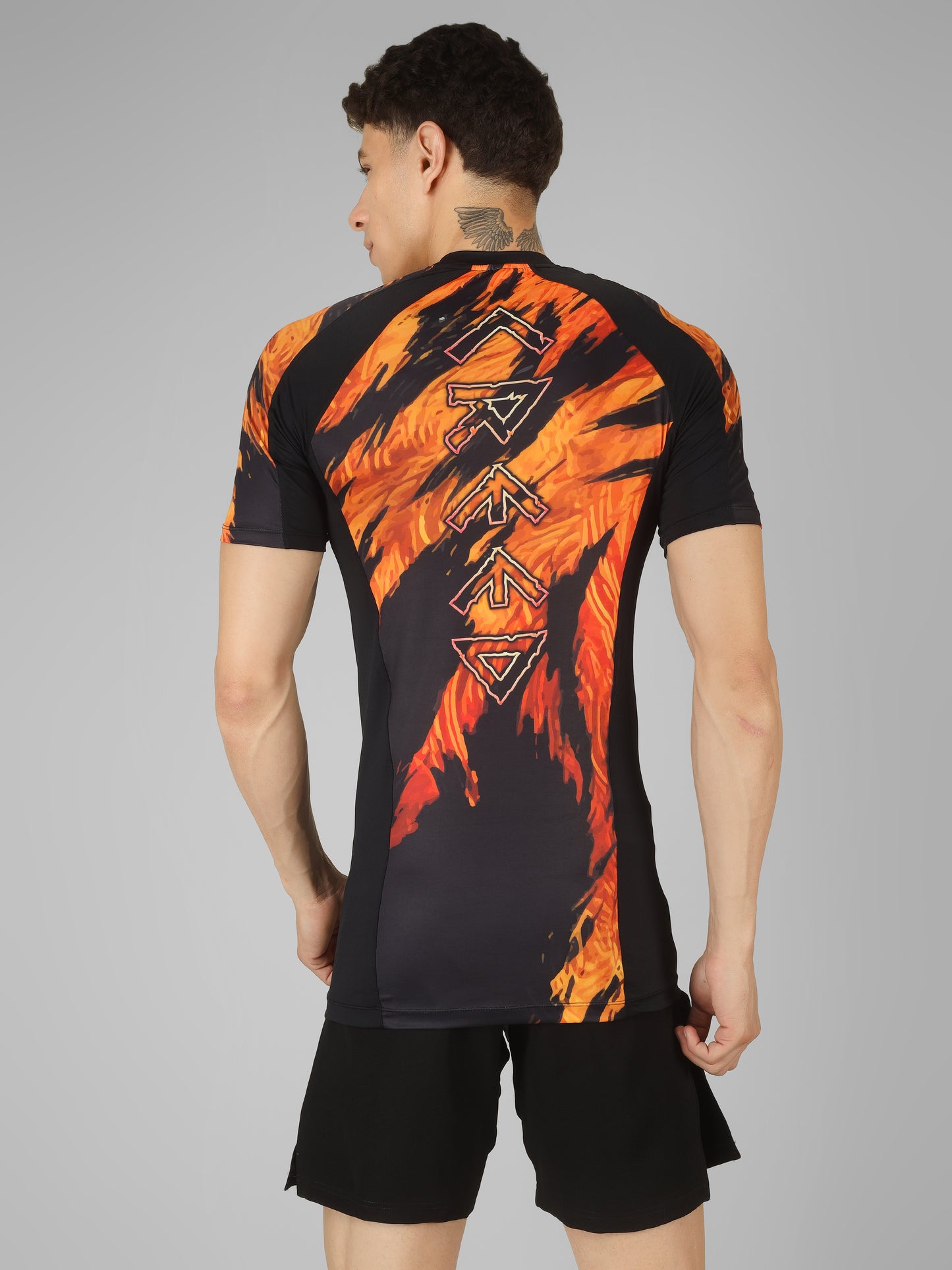 Creed Men's Short Sleeve Compression Top -Sher Khan Design (Rash Guard)