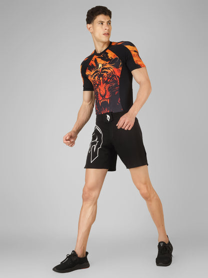 Creed Men's Short Sleeve Compression Top -Sher Khan Design (Rash Guard)