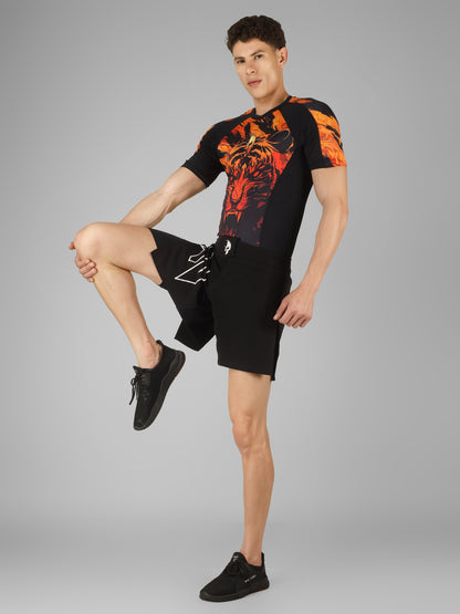Creed Men's Short Sleeve Compression Top -Sher Khan Design (Rash Guard)