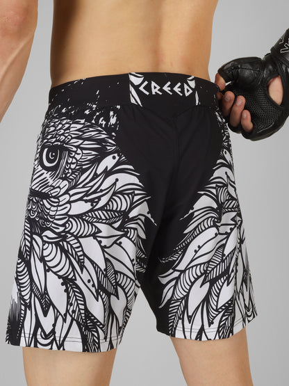 Creed Spartan Fight Shorts - Twin Eagle Design ( MMA, MUAY THAI, KICK BOXING, BOXING, BJJ )