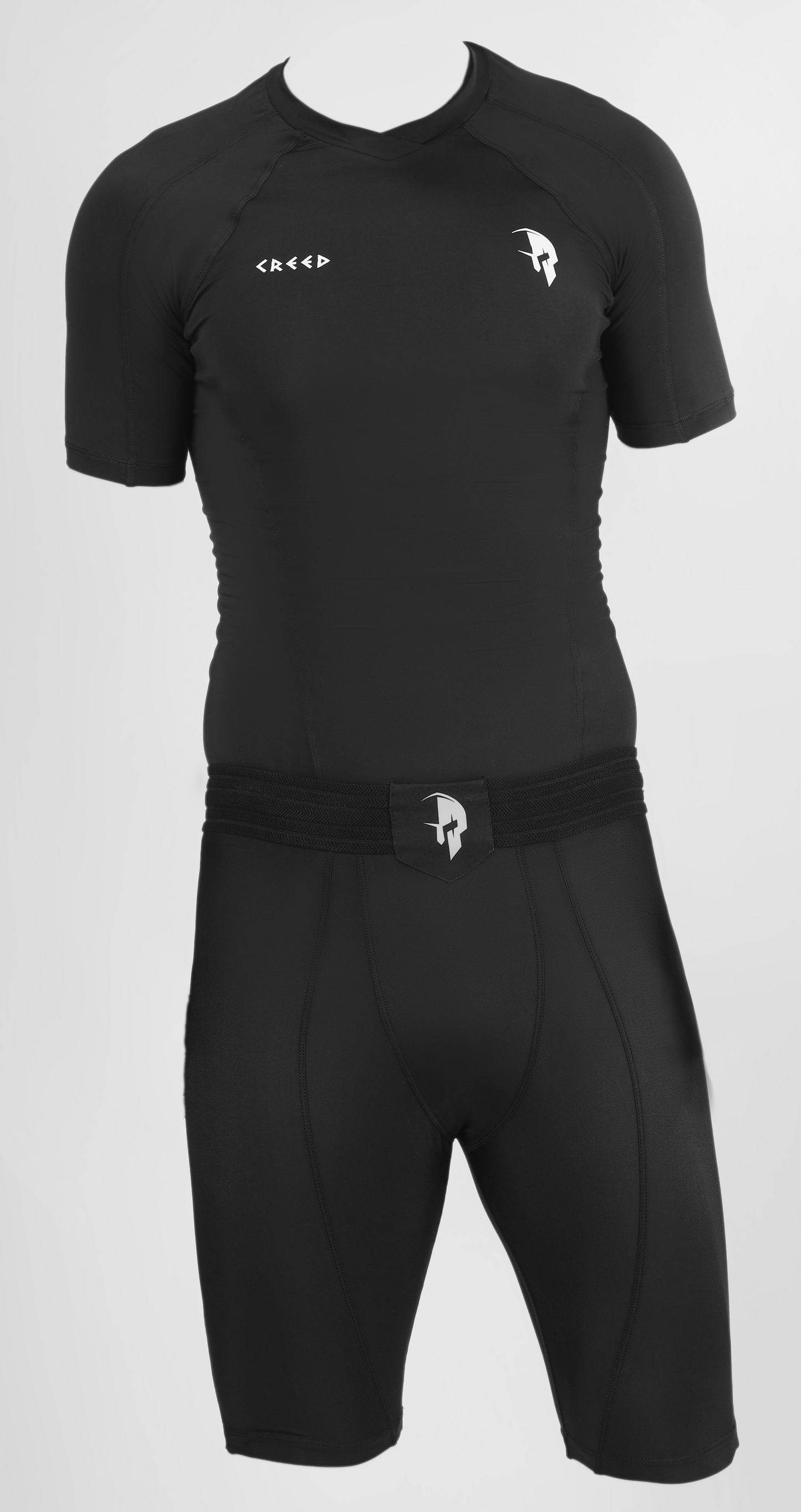 Creed Men's Short Sleeve Compression Top - Basic Solid Black (Rash Guard)