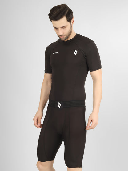 Creed Men's Short Sleeve Compression Top - Basic Solid Black (Rash Guard)