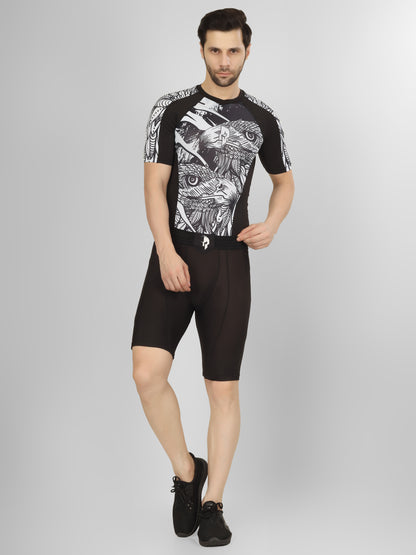 Creed Men's Short Sleeve Compression Top - Twin Eagles Design (Rash Guard)