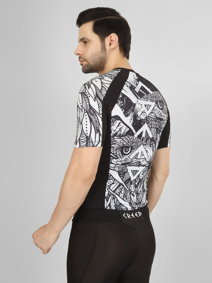 Creed Men's Short Sleeve Compression Top - Twin Eagles Design (Rash Guard)