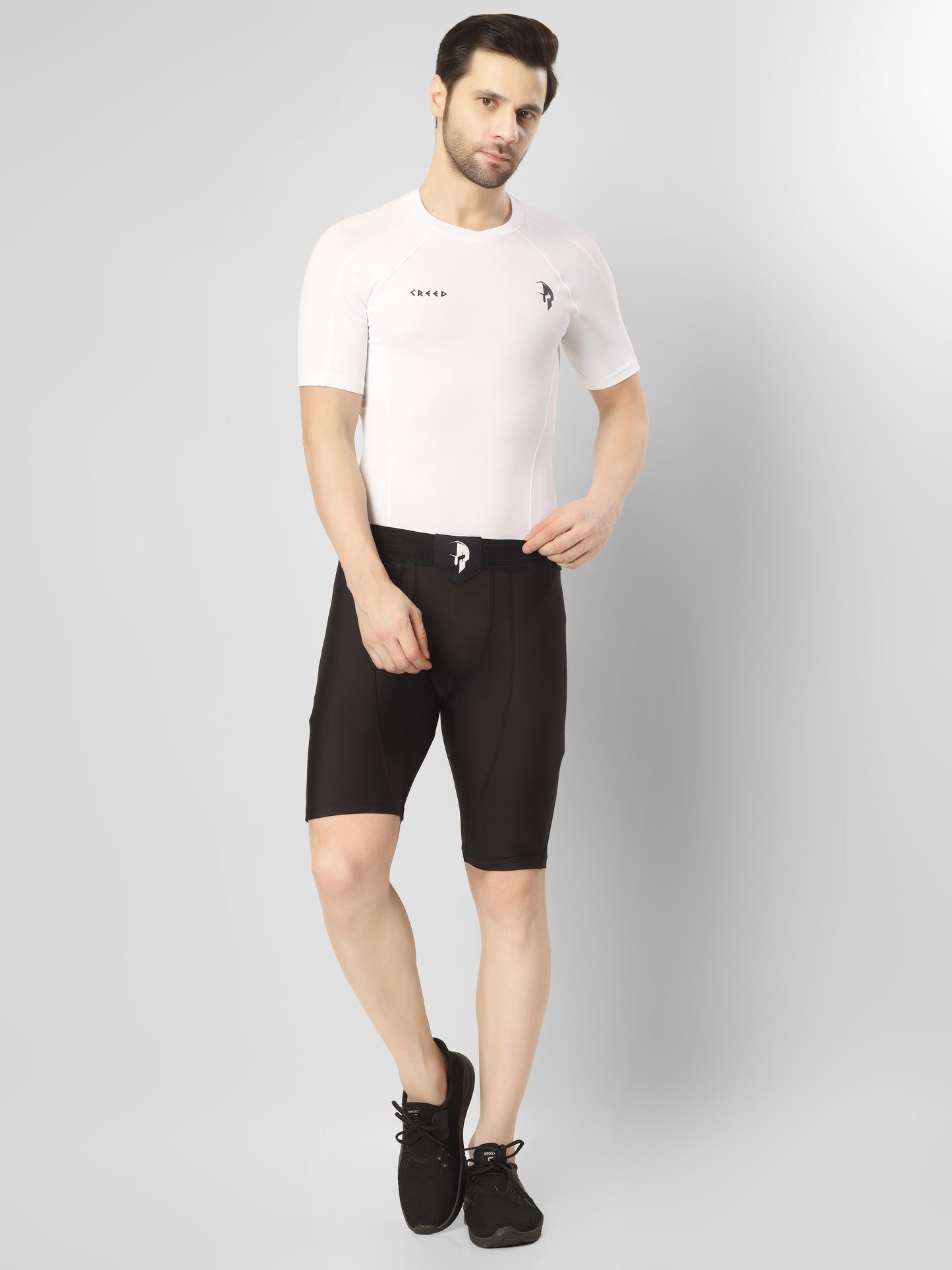 Creed Men's Short Sleeve Compression Top - Basic Solid White (Rash Guard)