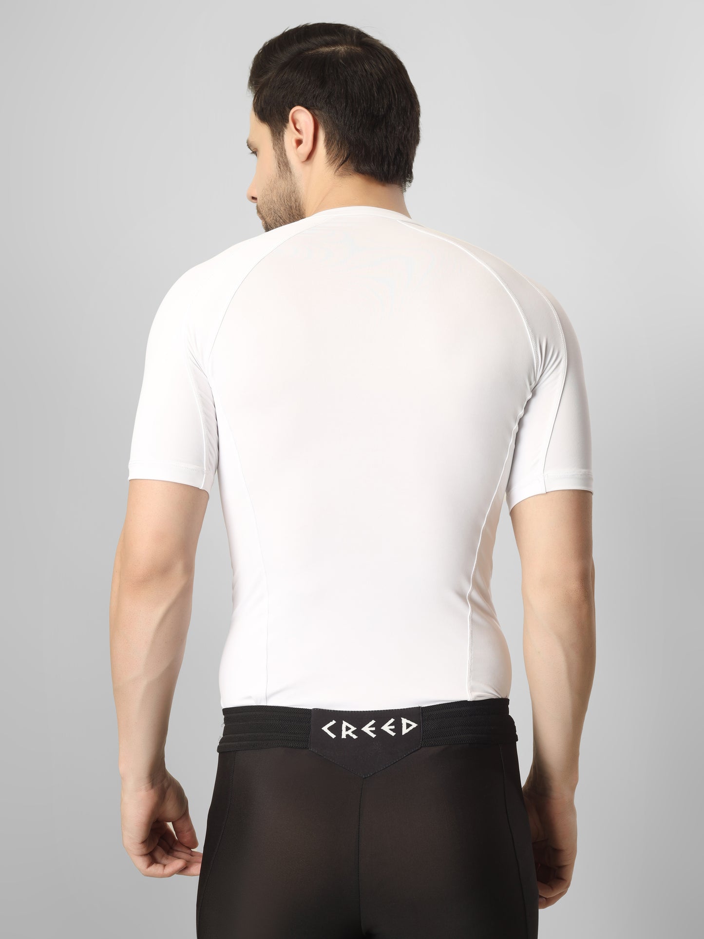 Creed Men's Short Sleeve Compression Top - Basic Solid White (Rash Guard)