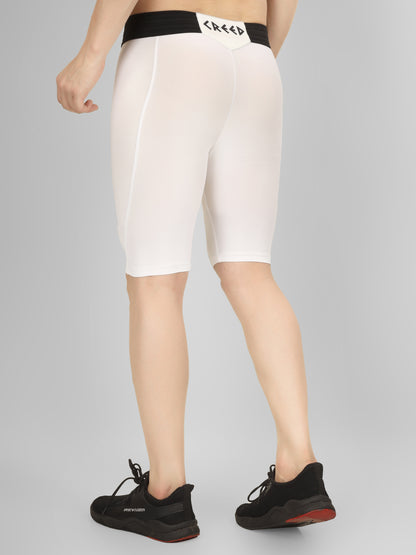 Creed Men's Compression Short - Basic Solid White (Rash Guard)