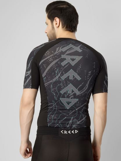 Creed Men's Short Sleeve Compression Top - Leviathan Design (Rash Guard)