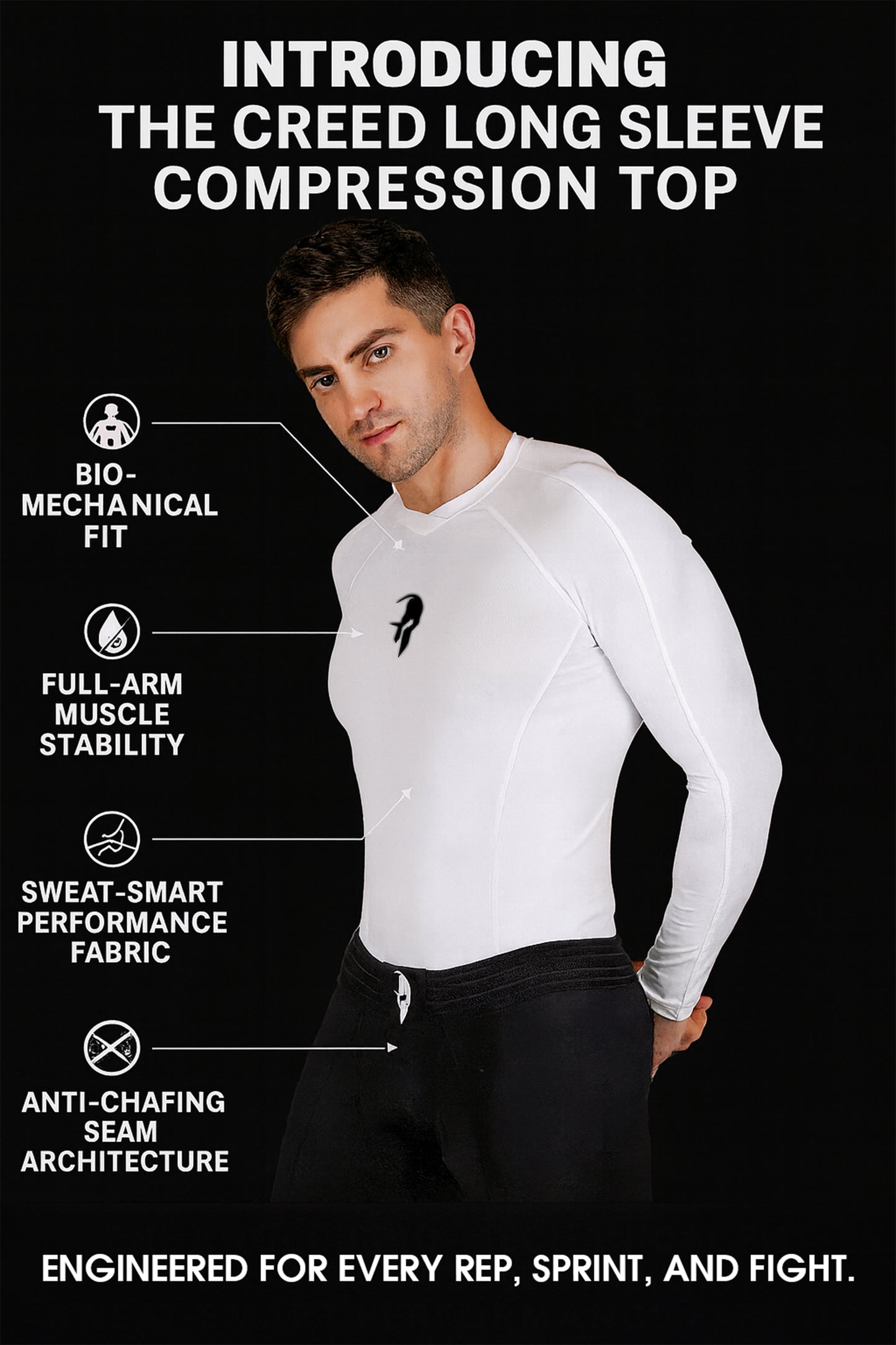 Creed Men's Full Sleeve Compression Top - Tribal Warrior Design (Rash Guard)